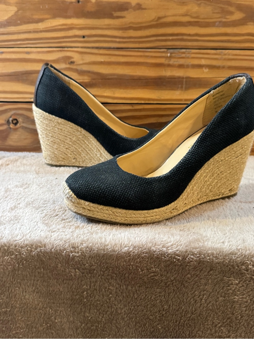 Black Espadrille Wedge Pumps for Women - Classic Platform Heel